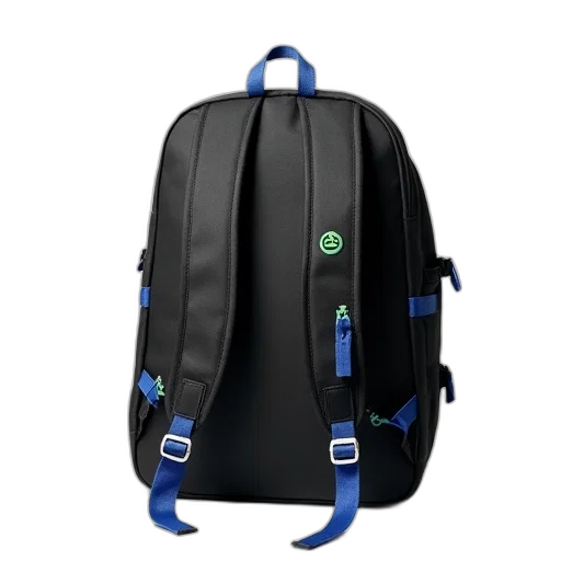 jacket, 3d render, black, white, backpack, blue, trim, straps transparent PNG cut-out