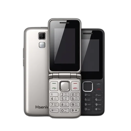 collection, three, different, cell, phones, displayed, against, white transparent PNG cut-out