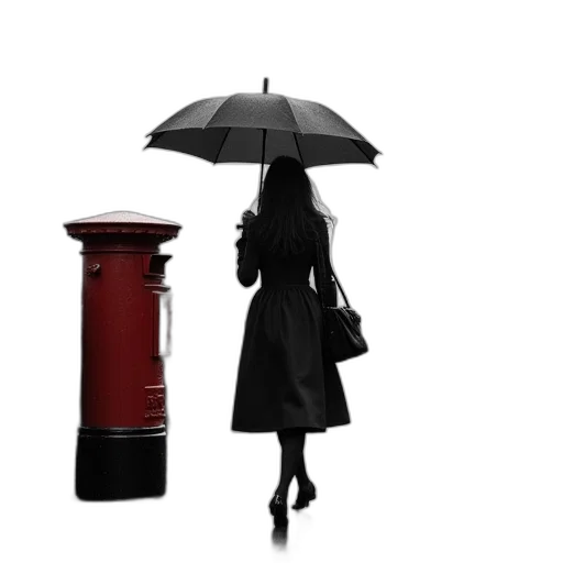 umbrella, dress, hat, photorealistic, concept art, 3d render, pixel art, rain transparent PNG cut-out