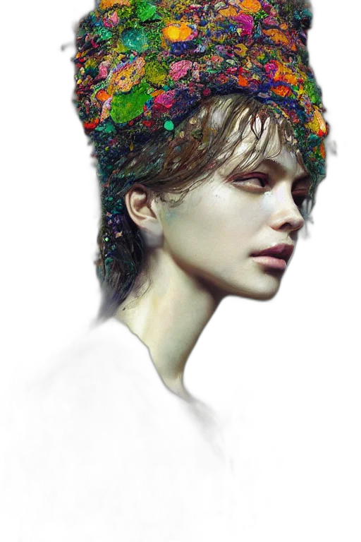 crown, hat, face, flower transparent PNG cut-out