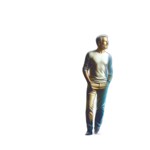 staff, robot, sword, jacket, 3d render, vaporwave, pixel art, concept art transparent PNG cut-out