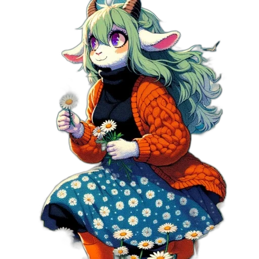 dress, staff, creature, animal, pixel art, anime, concept art, watercolor transparent PNG cut-out