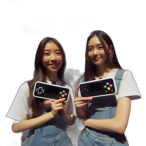 robot, 3d render, pixel art, photorealistic, vaporwave, two, young, women transparent PNG cut-out