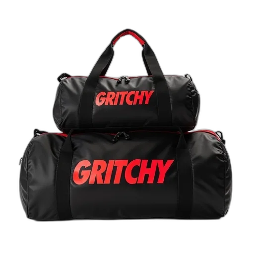 collection, black, red, athletic, bags, displayed, white, background transparent PNG cut-out