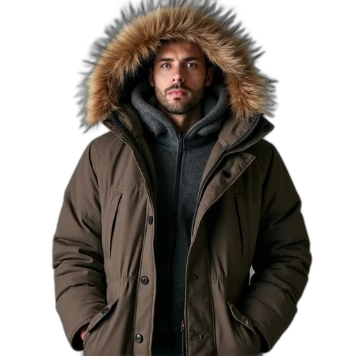 jacket, north, parka, faux transparent PNG cut-out