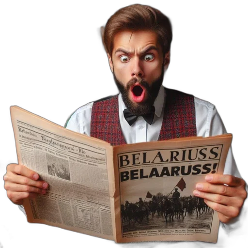 man, reads, shocking, news, about, belarus, 1923, cluttered transparent PNG cut-out