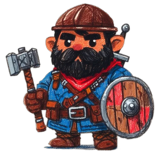 staff, fantasy art, pixel art, concept art, comic book art, animated, dwarf, figure transparent PNG cut-out
