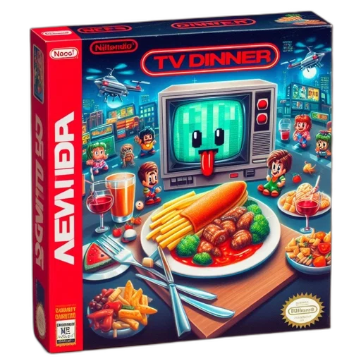 food, robot, cyberpunk, pixel art, concept art, 3d render, neon lights, nes transparent PNG cut-out