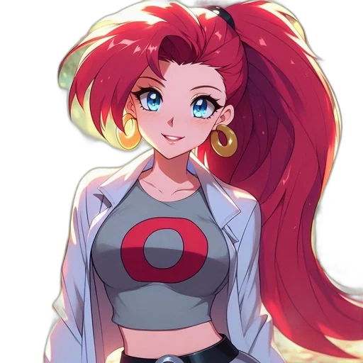 staff, jacket, hair, anime, cartoon, concept art, pixel art, red transparent PNG cut-out