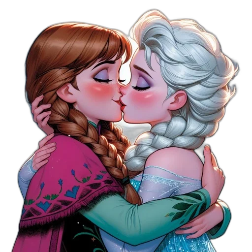 comic book art, fantasy art, concept art, snow, two, female, characters, one transparent PNG cut-out