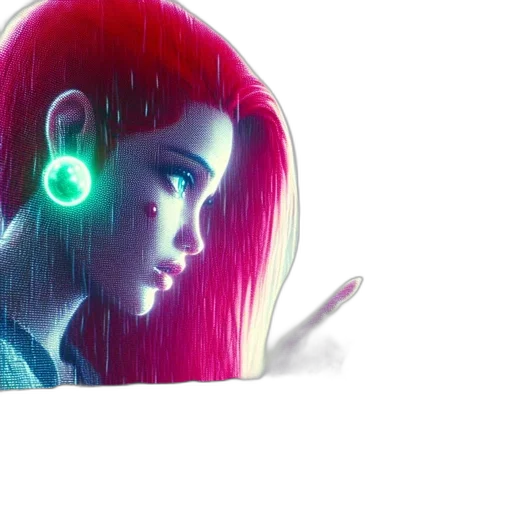 robot, cyberpunk, concept art, vaporwave, comic book art, neon lights, outer space, neon transparent PNG cut-out
