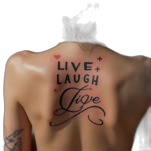 girl, back, tattoos, words transparent PNG cut-out