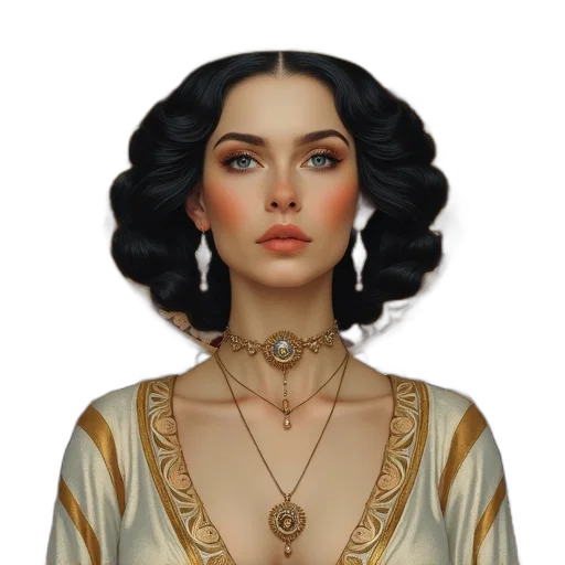 jewelry, crown, face, dress, fantasy art, concept art, photorealistic, oil painting transparent PNG cut-out