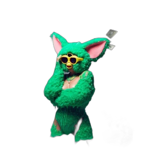 jacket, animal, creature, staff, 3d render, concept art, pixel art, vaporwave transparent PNG cut-out