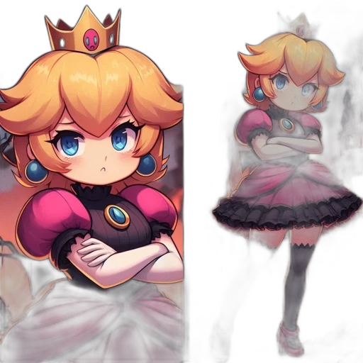 crown, dress, concept art, pixel art, fantasy art, 3d render, dark, monochrome transparent PNG cut-out