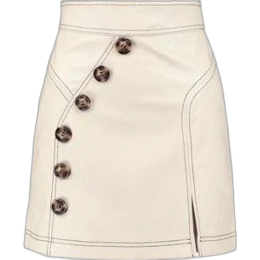 white, leather, skirt, brown, buttons, down, front, contrasting transparent PNG cut-out