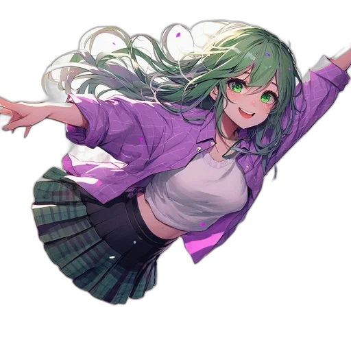 jacket, weapon, hair, staff, anime, pixel art, concept art, fantasy art transparent PNG cut-out