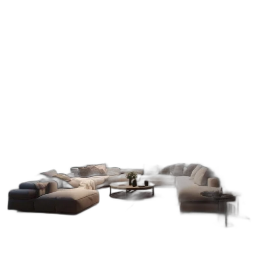 furniture, 3d render, photorealistic, earth tones, monochrome, dark, modern, living transparent PNG cut-out