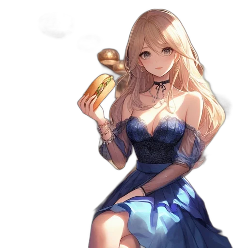 dress, crown, weapon, bottle, fantasy art, anime, concept art, pixel art transparent PNG cut-out