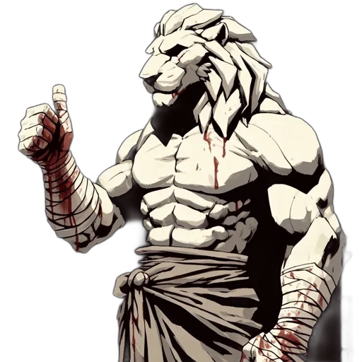 animal, staff, comic book art, concept art, fantasy art, pixel art, imposing, scarred transparent PNG cut-out