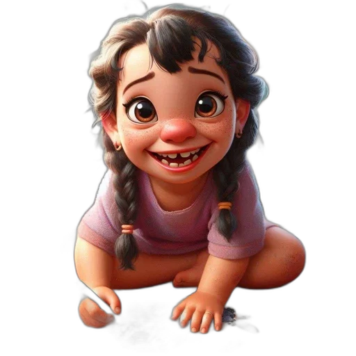 face, creature, 3d render, photorealistic, concept art, cartoon, young, girl transparent PNG cut-out