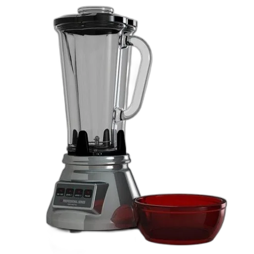 food, sleek, modern, blender, red, bowl, beside, featuring transparent PNG cut-out