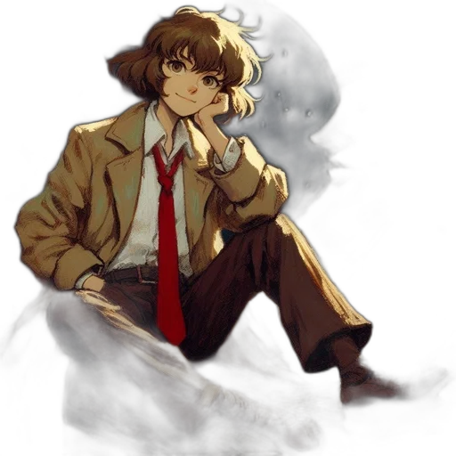 staff, jacket, creature, watercolor, concept art, pixel art, anime, fog transparent PNG cut-out