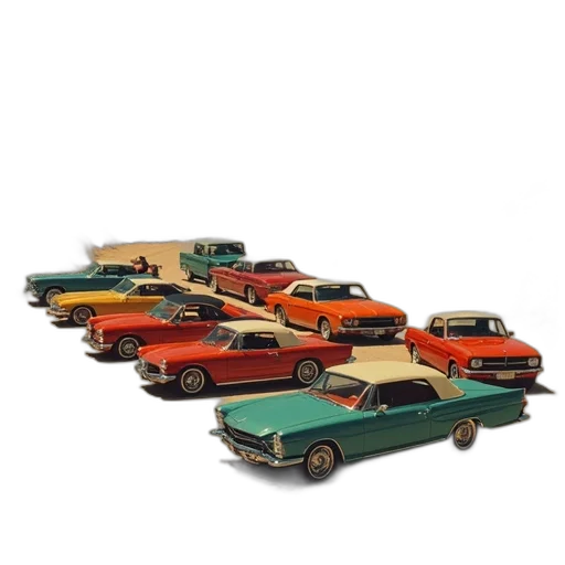 car, 3d render, vintage, advert transparent PNG cut-out
