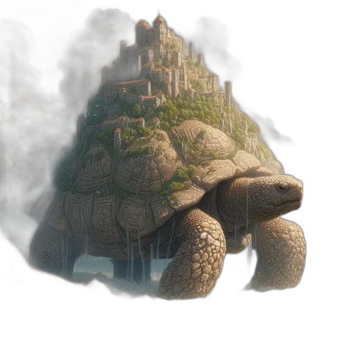 dragon, building, sword, concept art, 3d render, fantasy art, photorealistic, fog transparent PNG cut-out