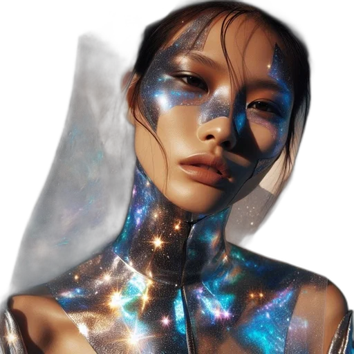 jewelry, dress, face, crown, fantasy art, photorealistic, cyberpunk, concept art transparent PNG cut-out