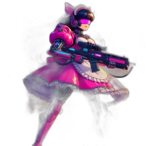 weapon, staff, robot, concept art, cyberpunk, vaporwave, pixel art, pastel transparent PNG cut-out