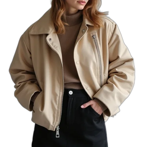 jacket, staff, earth tones, monochrome, dark, golden, woman, wearing transparent PNG cut-out