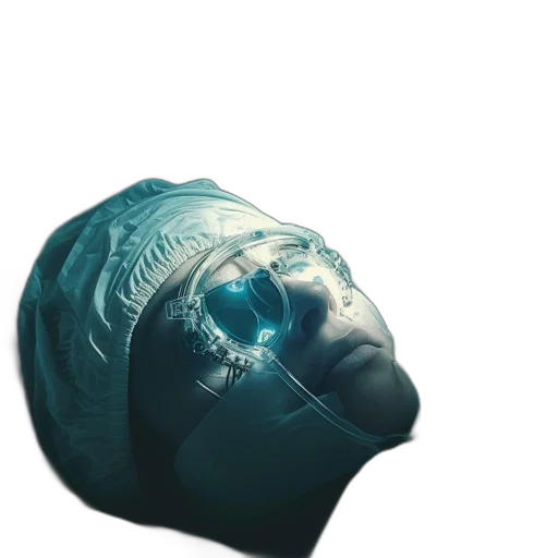 mask, face, hat, creature, cyberpunk, concept art, 3d render, vaporwave transparent PNG cut-out