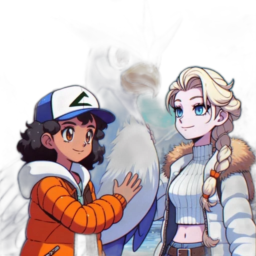 staff, jacket, pixel art, concept art, comic book art, anime, snow, fire transparent PNG cut-out