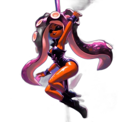 staff, weapon, hair, dress, concept art, vaporwave, 3d render, pixel art transparent PNG cut-out