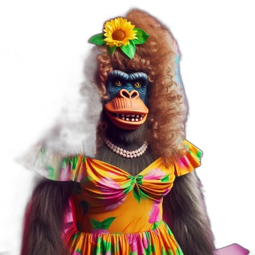 animal, dress, creature, mask, concept art, 3d render, photorealistic, festive transparent PNG cut-out