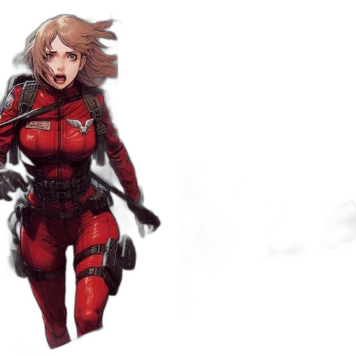 robot, weapon, concept art, pixel art, comic book art, cyberpunk, outer space, red transparent PNG cut-out