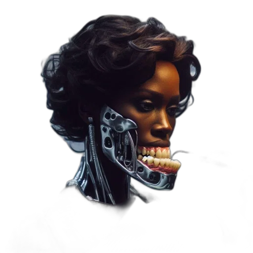 face, robot, concept art, photorealistic, comic book art, cyberpunk, dark, futuristic transparent PNG cut-out