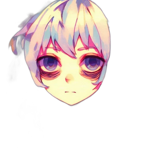 mask, face, staff, hair, anime, pixel art, vaporwave, watercolor transparent PNG cut-out