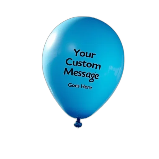 blue, balloon, message, reads, custom, goes, here, floating transparent PNG cut-out