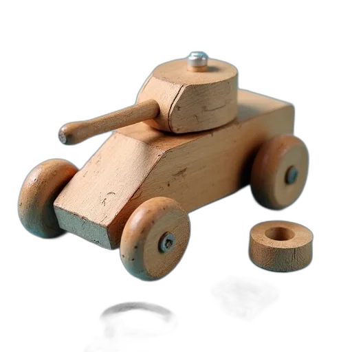 weapon, car, furniture, robot, 3d render, photorealistic, concept art, wooden transparent PNG cut-out