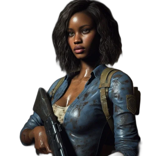 weapon, jacket, concept art, comic book art, photorealistic, fantasy art, dimly, lit transparent PNG cut-out