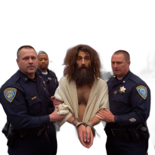 animal, creature, urban, environment, two, policemen, lead, bearded transparent PNG cut-out