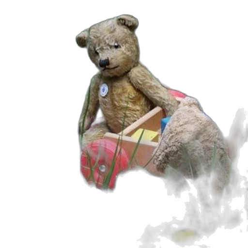 3d render, photorealistic, concept art, outer space, vintage, teddy, bear, sits transparent PNG cut-out