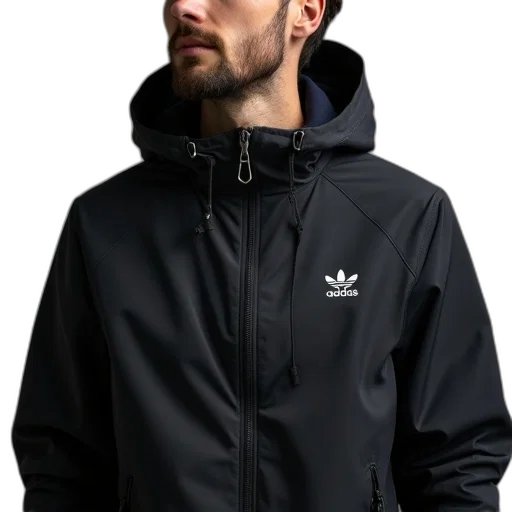 jacket, photorealistic, 3d render, cyberpunk, dark, monochrome, man, wearing transparent PNG cut-out