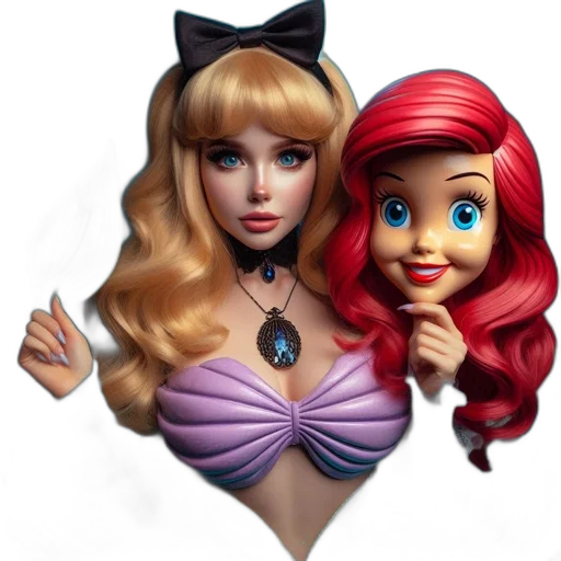 jewelry, 3d render, fantasy art, photorealistic, cartoon, blonde, mermaid, red-haired transparent PNG cut-out