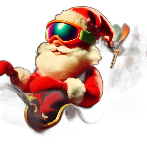 concept art, 3d render, fantasy art, santa, claus, donning, vibrant, ski transparent PNG cut-out