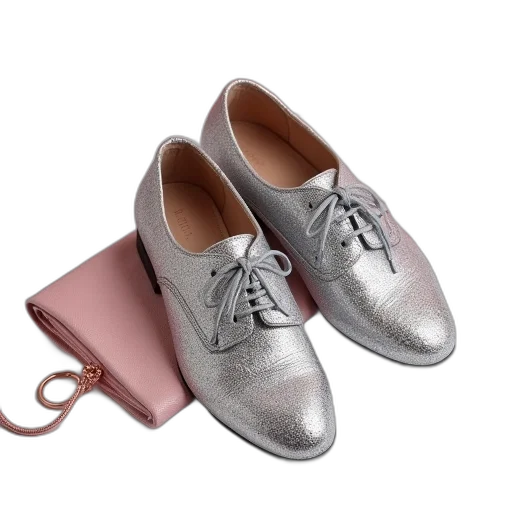shoes, pastel, silver, glitter, lace, oxford, pink, pouch transparent PNG cut-out