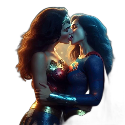 comic book art, concept art, fantasy art, underwater, neon lights, two, women, dressed transparent PNG cut-out