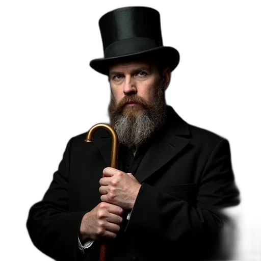 staff, hat, hair, umbrella, concept art, photorealistic, man, beard transparent PNG cut-out